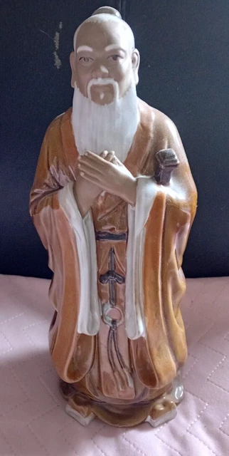 Large Chinese Holy Wise Mud man Statue Figurine 12" Tall. Excellent condition