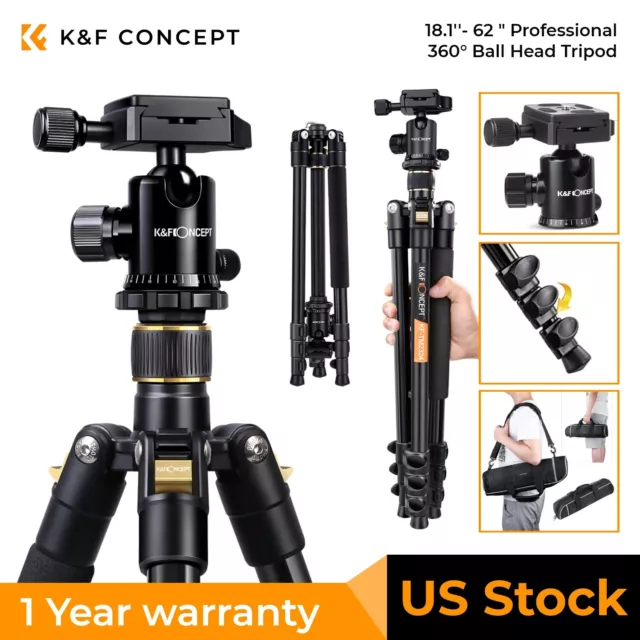 K&F Concept Professional 64" Tripod Ball Head for Canon Nikon Camera 22lbs