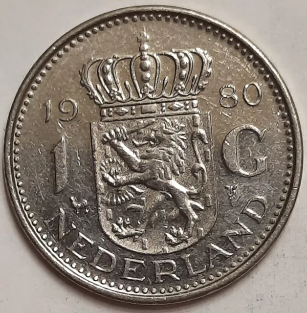 ONE CENT COINS: 1980 Netherlands 1 Gulden Coin Queen Juliana (1948-1980)
