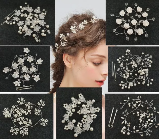 Haarschmuck Haarband Braut Haarkette Hochzeit Perlen Haardraht Handgearbeitet