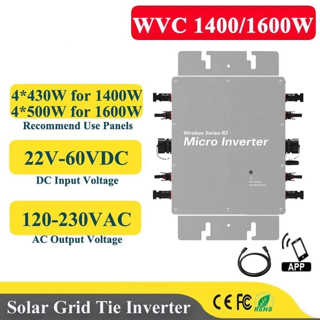 PV Tie Grid Micro Inverter MPPT Solar Auto Sense Built-in WiFi Data Terminal Kit