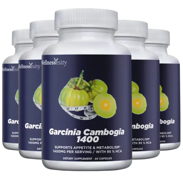 100% Pure GARCINIA CAMBOGIA Extract 95% Natural HCA 1400mg Fast Weight Loss 5pk