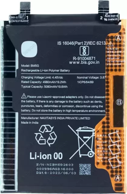 FREE EXPRESS POST  Genuine Redmi Note 11T Pro/5G...  BM5G Battery Replacement