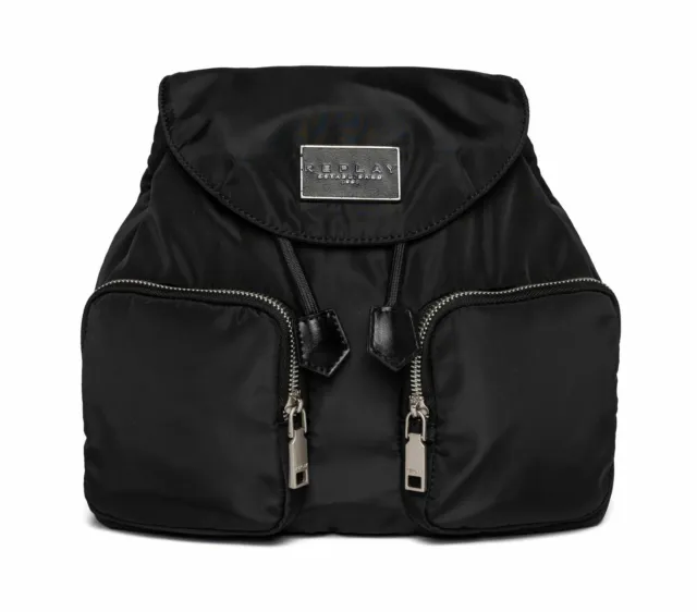 REPLAY Backpack with Pouch Rucksack Tasche Black Schwarz
