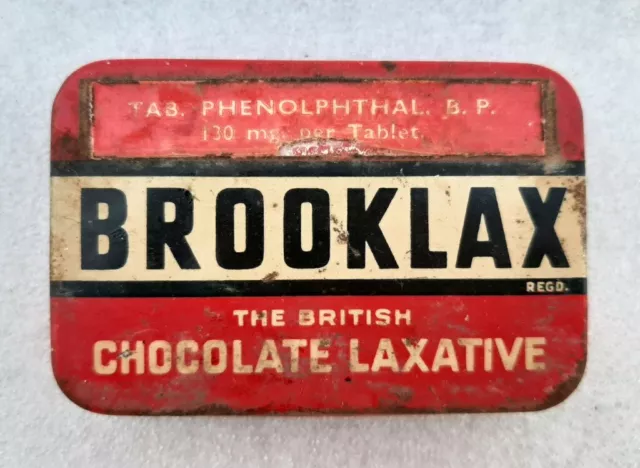 Vintage Old Rare Brooklax Chocolate Laxative Litho Tin Box Collectible England