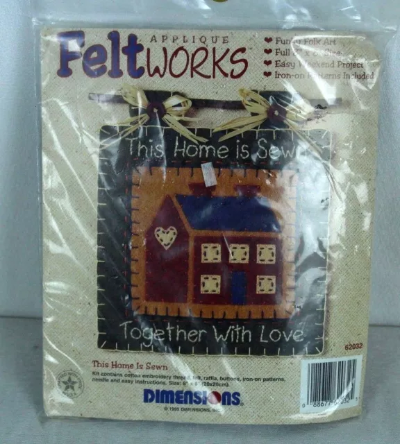 Aplique Felt Works Esta casa está cosida con amor 8 x 8" arte popular 62032