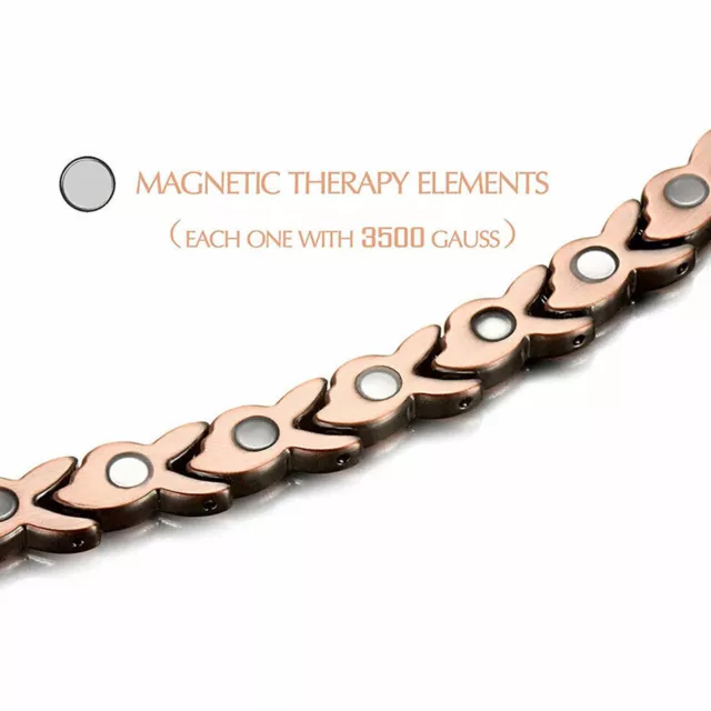 Lady Pure Copper Magnetic Solid Therapy Bracelet For Arthritis Wristband Bangle 2