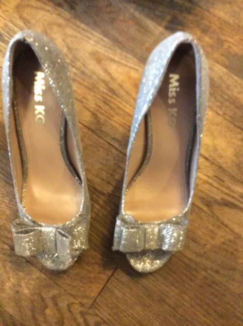 MISS KG KURT Geiger ladies silver high heel party peep toe platform ...