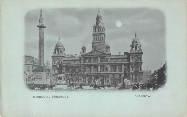 Municipal Buildings Glasgow Old Early Blue Postcard Unposted