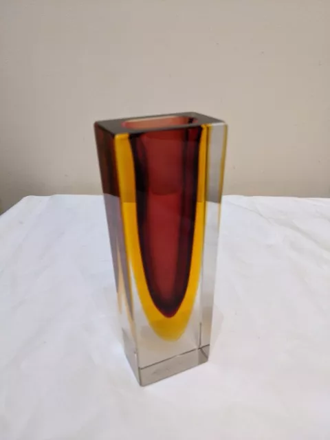 Vintage Sommerso triple cased Murano glass vase Casa Del Regalo Venice 50s 60s