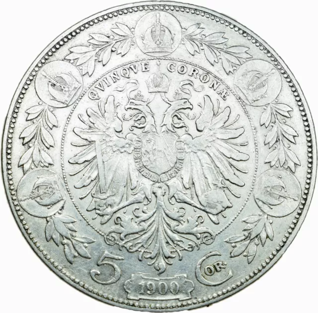 Österreich - Ungarn 5 Kronen 1900 Silbermünze (vorzüglich) 0.900 Silber