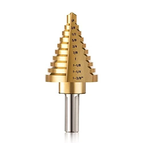 ZELCAN Titanium Step Drill Bit, 1/4 to 1-3/8 Inches High Speed Steel