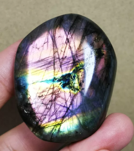 Raw NATURAL Rainbow Purple labradorite sphere Palm stone QUARTZ CRYSTAL Healing