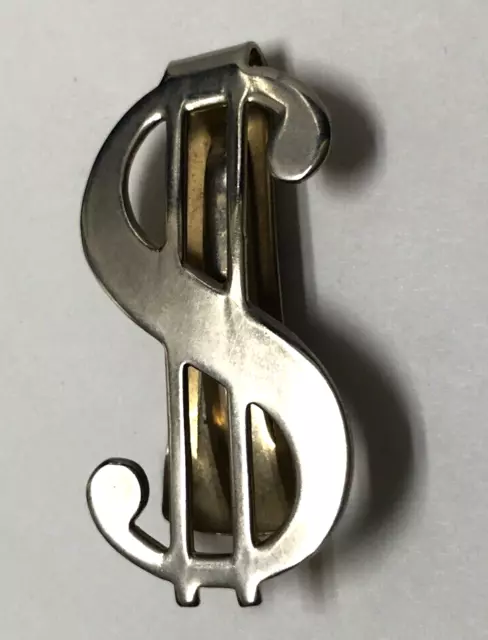 $ Sign Silver Tone Money Clip - 2" Long by 1' wide