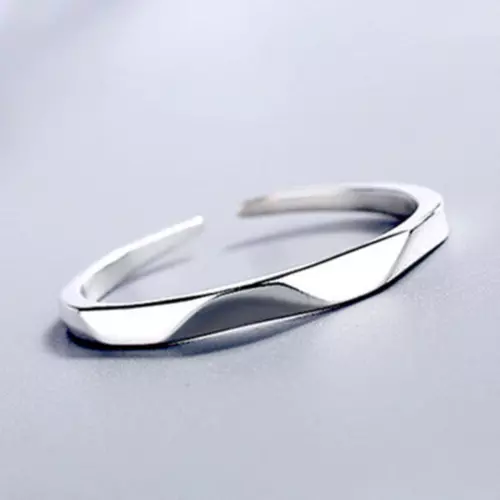 925 Sterling Silver Twirl Wave Simple Adjustable Ring Mens Womens Girls Gifts