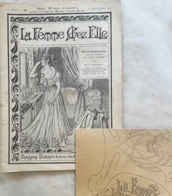 La Femme Chez Elle n° 23 du 15 Novembre 1900 revue couture + sa planche broderie