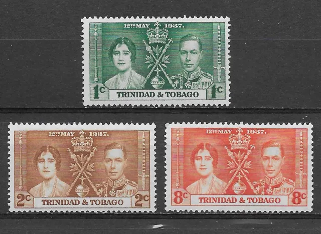 Trinidad & Tobago , Coronation , 1937 , Set Of 3 , Perf , Vlh
