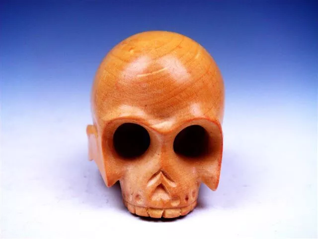 Japanese Boxwood Hand Carved Netsuke Sculpture Human Skull Skeleton #02052301 2