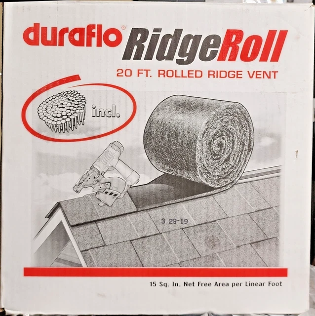 Duraflo 20' x 11.5" Mesh Style Rolled Roof Ridge Vent For Shingle Roofs + Nails