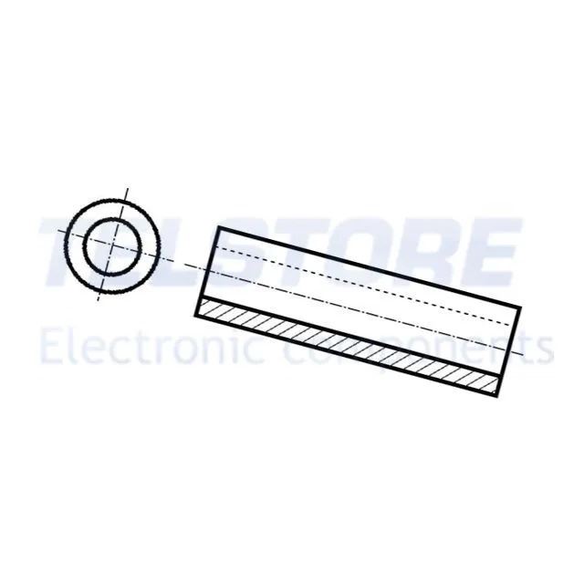 Supporto distanziale PCB cilindrico plastica Lungh 3mm -30÷85°C