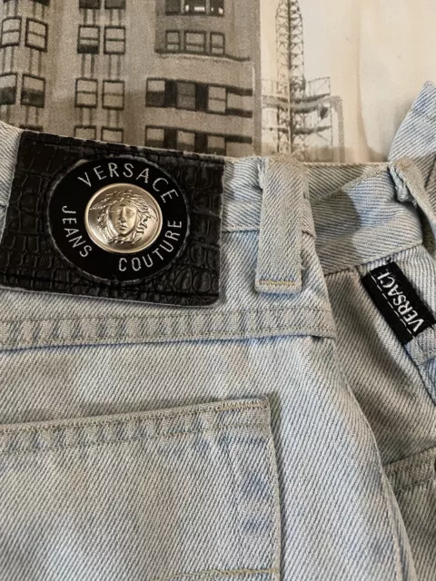 Versace Jeans Couture  Vintage Versace  Medusa Logo Denim Iconic Blue Trousers