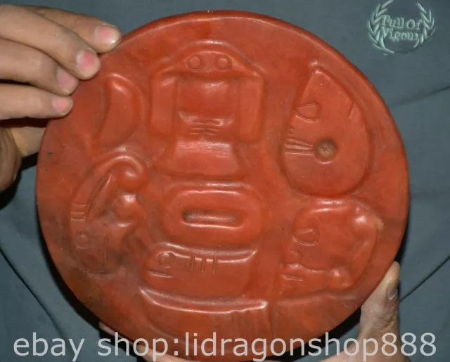 7.8" Chinese Hongshan culture Old Jade Carving Pig Dragon Yu Bi Pendant
