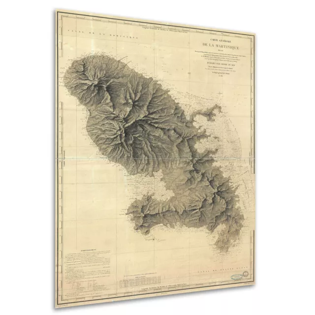 1831 Depot de la Marine Nautical Chart or Map of Martinique, West Indies 3