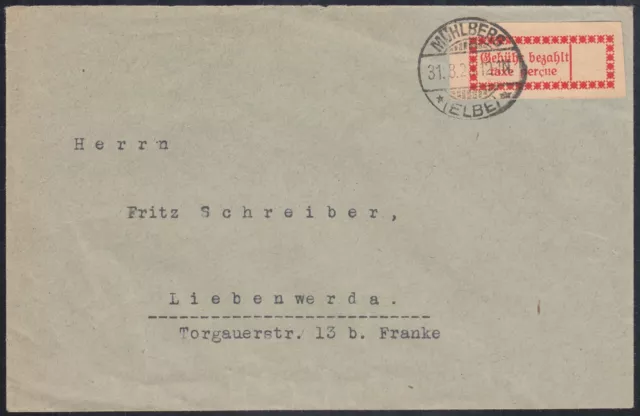Lokalausgabe Halle EF Mi.Nr. 1 Ia Gebührenzettel Mühlberg Mi.Wert 220 € (237) Lokalausgabe Halle EF Mi.Nr. 1 Ia Gebührenzettel Mühlberg Mi.Wert 220 € (237)