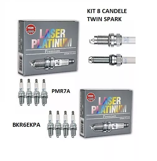 8 Candele Ngk Laser Platinum Alfa Romeo 147 156 1.6 Twin Spark Pmr7A + Bkr6Ekpa