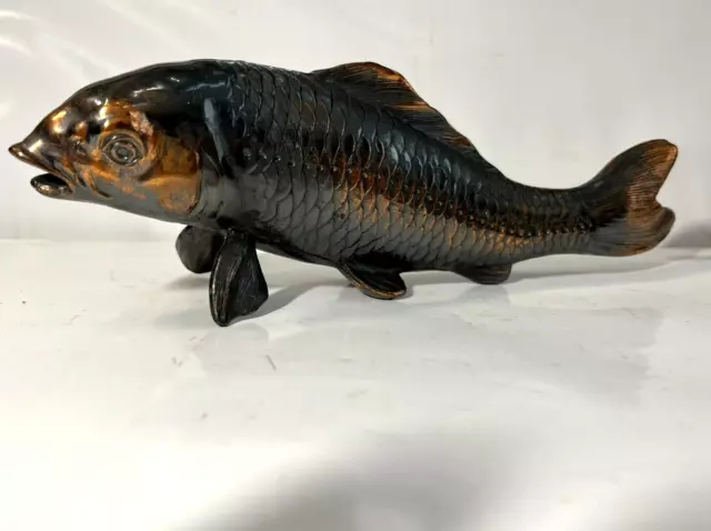 Carp Fish Metal statue 8.6 inch Japanese Metalwork Figurine
