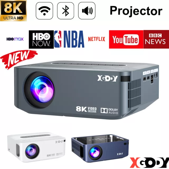 8K HD XGODY Projector 5G WiFi Bluetooth Android HDMI Beamer Office Home Theater