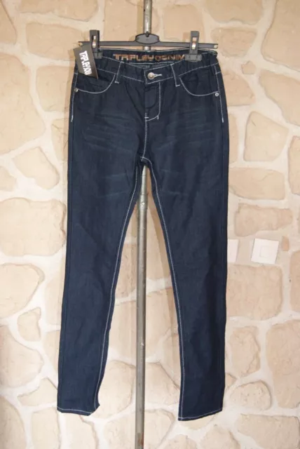 Jeans denim fille neuf taille 14 ans de marque TRIPLEY étiqueté 24,50€ (dy)