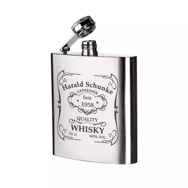 Edelstahl Flachmann inkl. Gravur Motiv Quality Whiskey