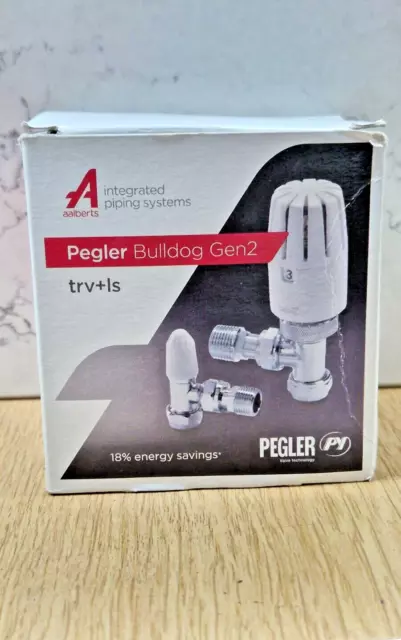 Pegler Bulldog 15mm Angled TRV Thermostatic Radiator Valve &Lockshield Pack of 6 2