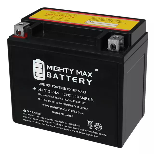 Mighty Max YTX12-BS 12V 10AH Battery Replacement for Honda TRX350 Rancher 00-06