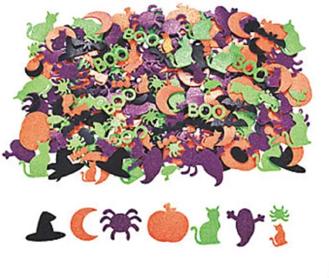 100 Piece - Halloween Glitter Foam Stickers / Shapes - 1 to 2 1/8 Inch - New