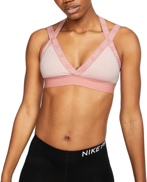 Nike Dri Fit Indy Light-Support Padded Glitter Sports Bra Pink
