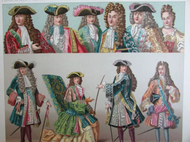 Fashion Style Dress Europe 1600 & 1700's Racinet old color prints lot x 15 3