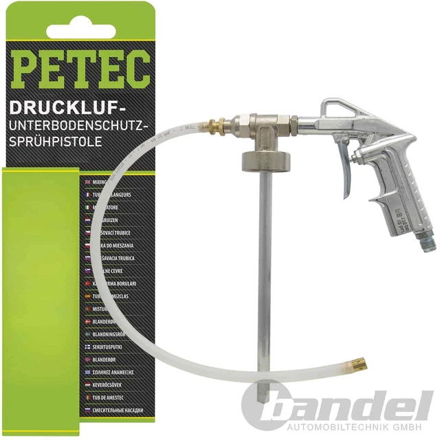 1x PETEC PROTEZIONE SOTTOSCOCCA AD ARIA COMPRESSA PISTOLA SPRAY ANTIRUGGINE PRESSIONE DI LAVORO 3-6 BAR