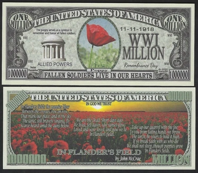 Coquelicots En Flander's Domaine 11-11-1918 Million Dollar Nouveauté Monnaie