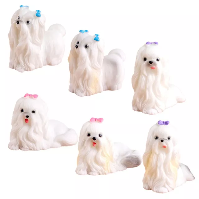 6Pcs Mini Dog Figurines Resin Puppy Statue Figurines Micro Landscape Puppy