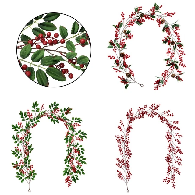 Ratán artificial colgante fruta realista PVC rojo Navidad caña de azúcar