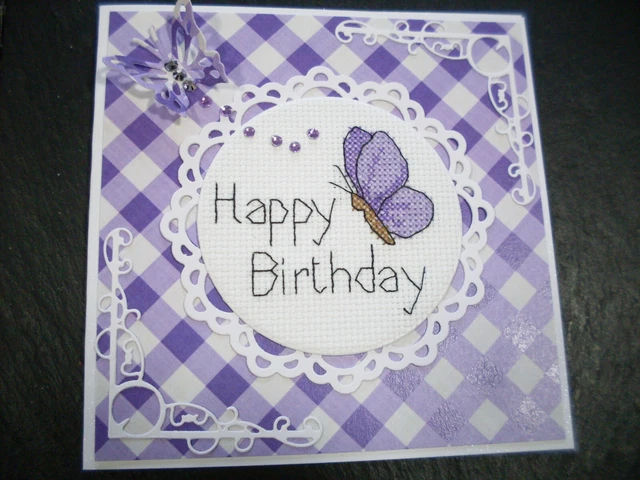 Handgefertigte Fertige Kreuzstichkarten Schmetterling Alles Geburtstag