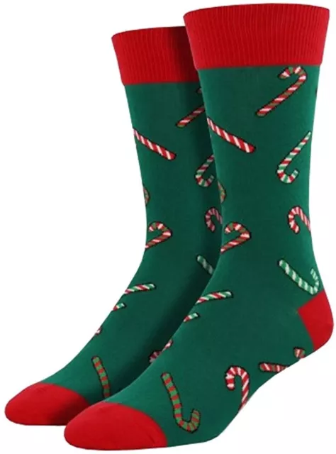 Socksmith Mens 179390 Candy Canes Crew Cut Socks Shoes Green Size ONE SIZE