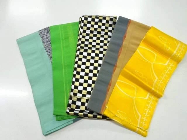 80880# Japanese Kimono / Antique Hanhaba Obi / Set Of 5