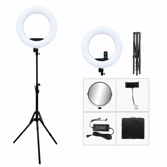 96W LED Ring Light Kit 5500K Photography Dimmable Beauty Makeup Lamp For Selfie