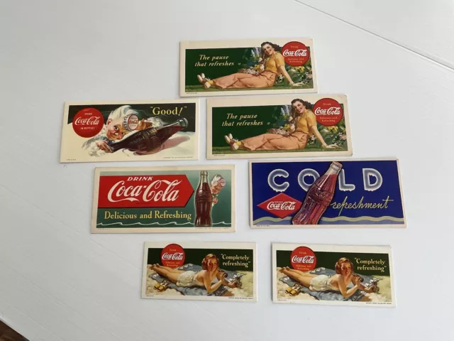 Original 1930/40s/50s Coca Cola Advertising Blotter Collection Job Lot - x7 Mint