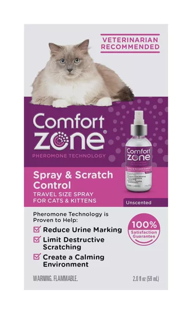 Comfort Zone Spray and Scratch Control Calming Spray for Cats 2oz