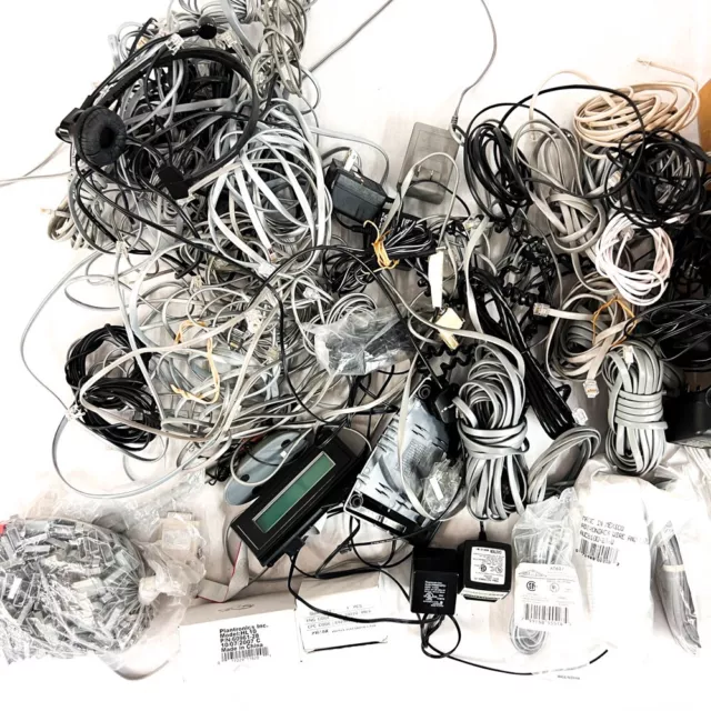 Huge Lot of Business Phone Accessories Cables Power Supplies Headsets Buttons 2
