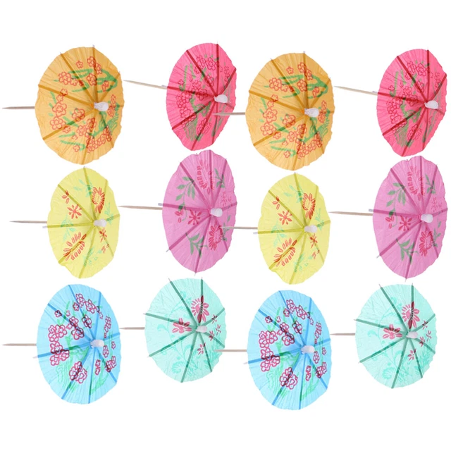 Cabilock Ombrellini per Bevande e Stuzzicadenti da Cocktail in Carta e Legno, Decorazioni Tropicali per Cupcake, Feste in Piscina e Shower, Set da 100 Pezzi per Ristorazione e Intrattenimento